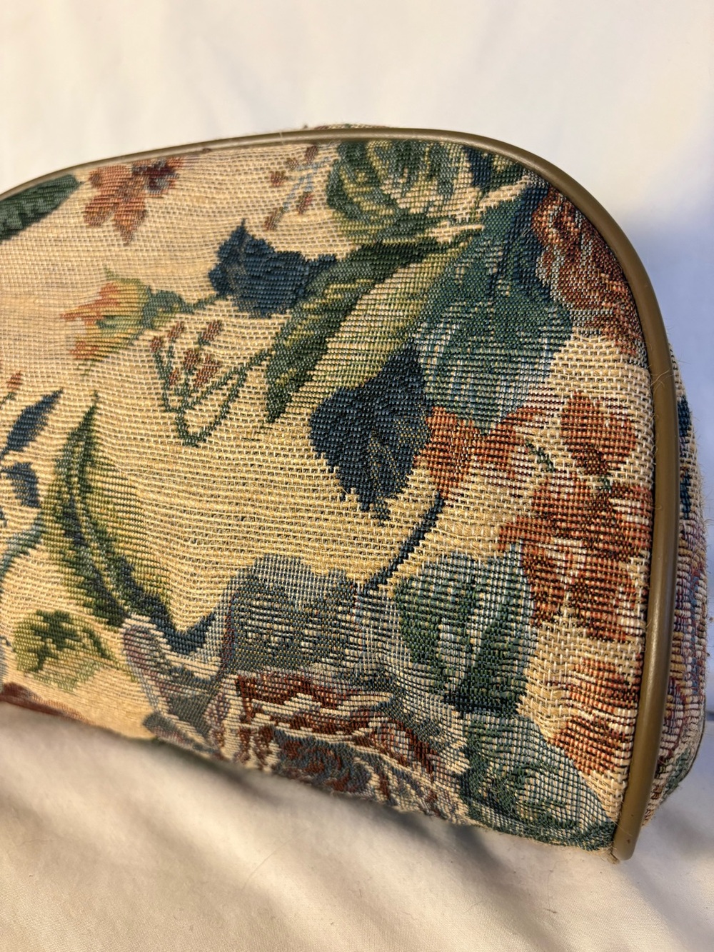 Vintage Jaguar JCPenney Floral Tapestry Makeup Bag Cosmetic Travel Case
